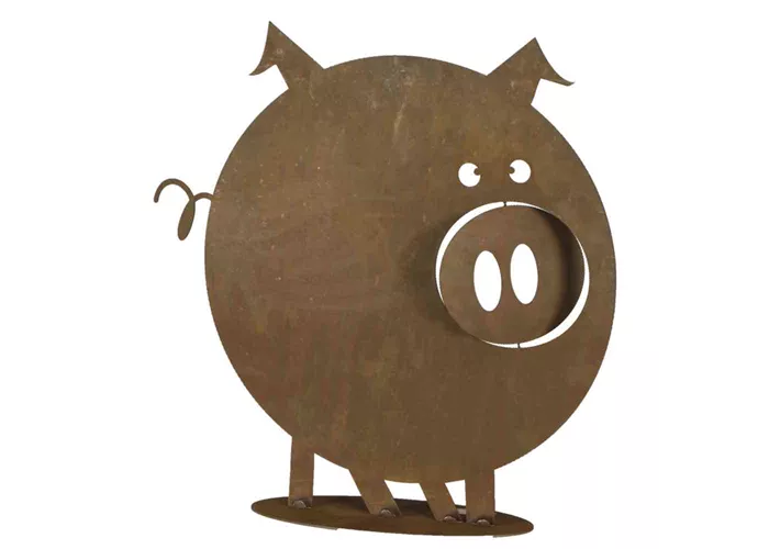 H.G-Deko Schwein Gustav auf Bodenplatte 49cm Naturrost  H.G-Deko Schwein Gustav auf Bodenplatte 49cm Naturrost