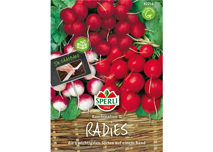 Radieschen Kombination'Riesenbutter, Parat, Rundes halbrot-halbweiß'